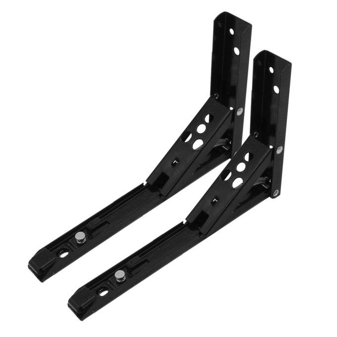 2x Triangle Folding Angle Bracket Shelf Bracket Wall 10in Black