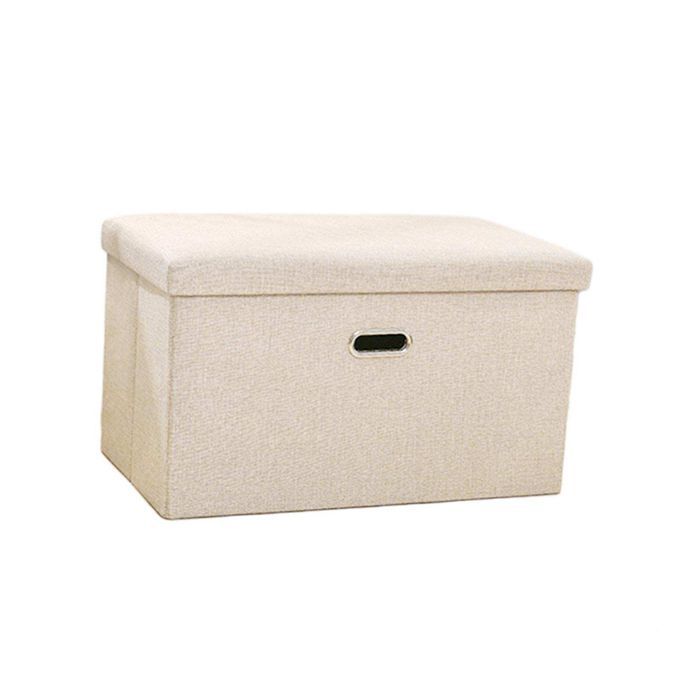 Foldable Storage Pouffe Clothes Box Foot Stool Footstool Toy Beige