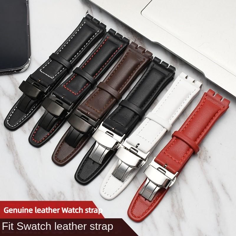 Genuine leather watch strap For SWATCH YCS YAS YGS IRONY Soft cowhide watchband 17mm 19mm men women Folding buckle bracelet band