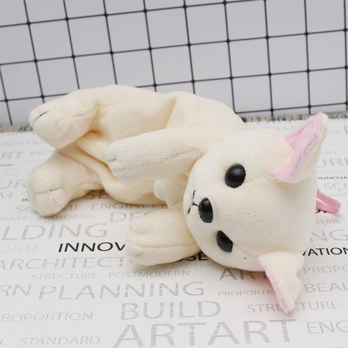 Kawaii Cartoon Plush Dog Pencil Case Cute Animal Pen Bag Box Kids School Supplies Stationery-Chihuahua Rice White