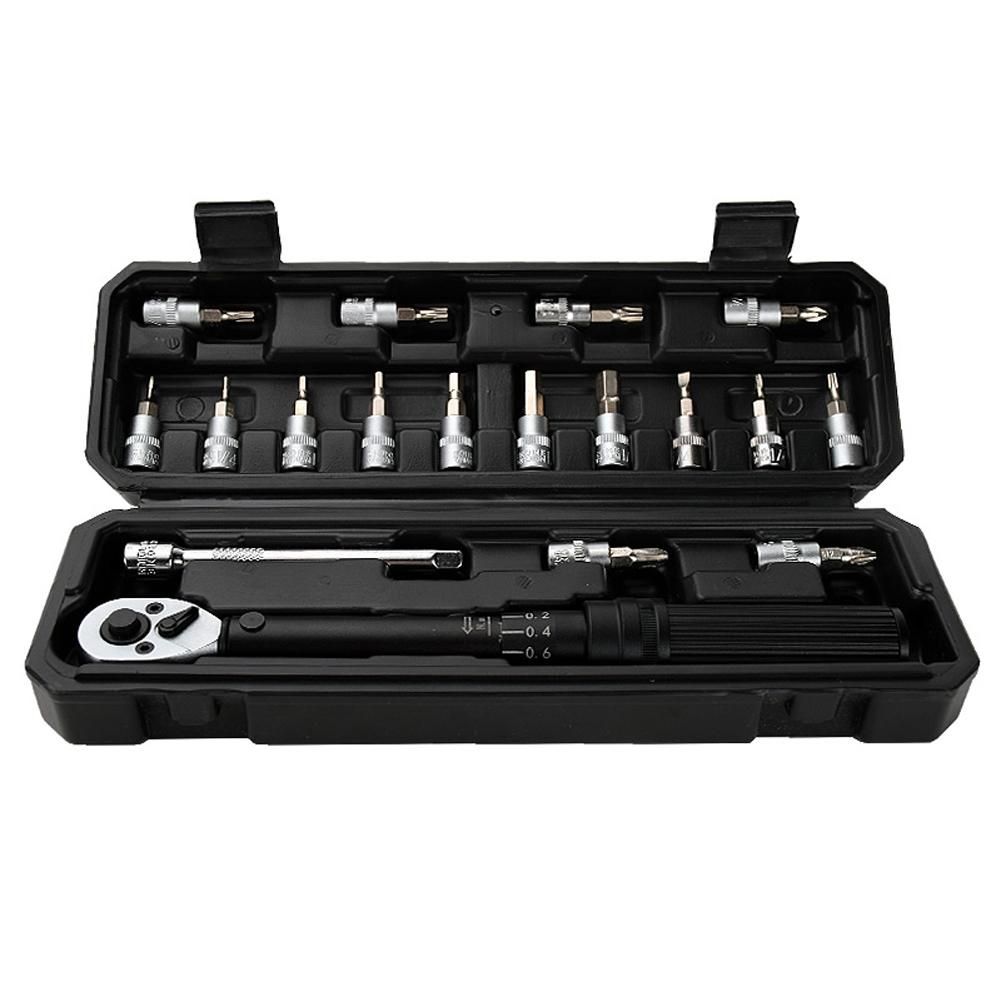 WISRETEC 2-20Nm 1/4 Inch 18PCS Dual Scable Torque Wrench Set Preset Torque Wrench Bits Set Adjustable Torque Wrench for Household Bicycle Car Repairing with Storage Box
