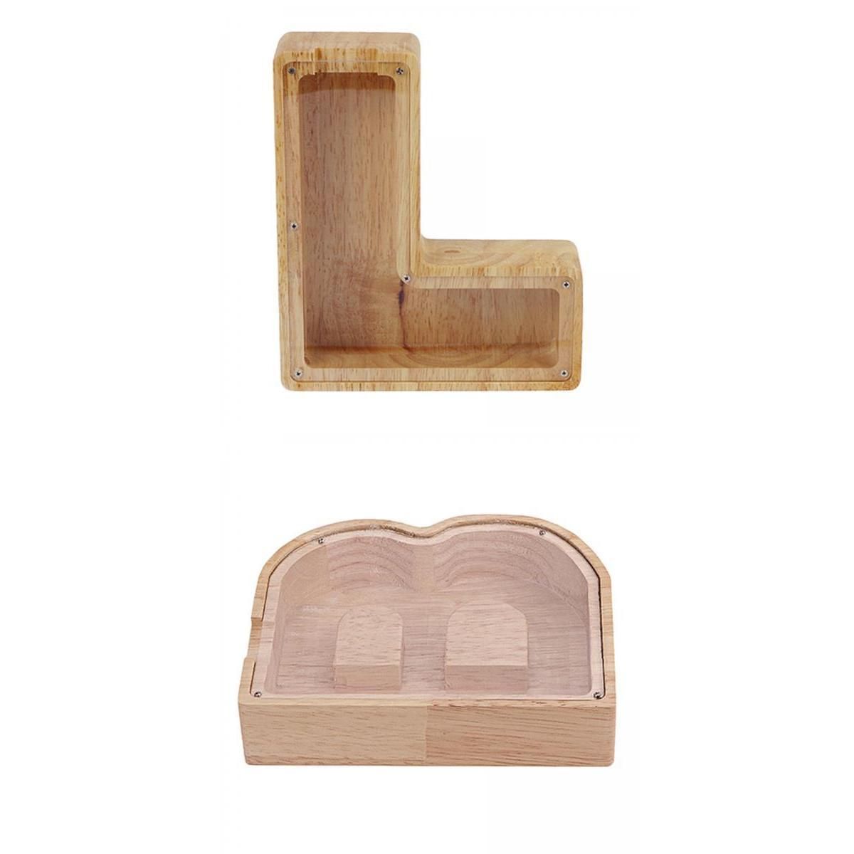 2 Pieces Kids Wooden Piggy Bank Coin Saving Box Children Girls