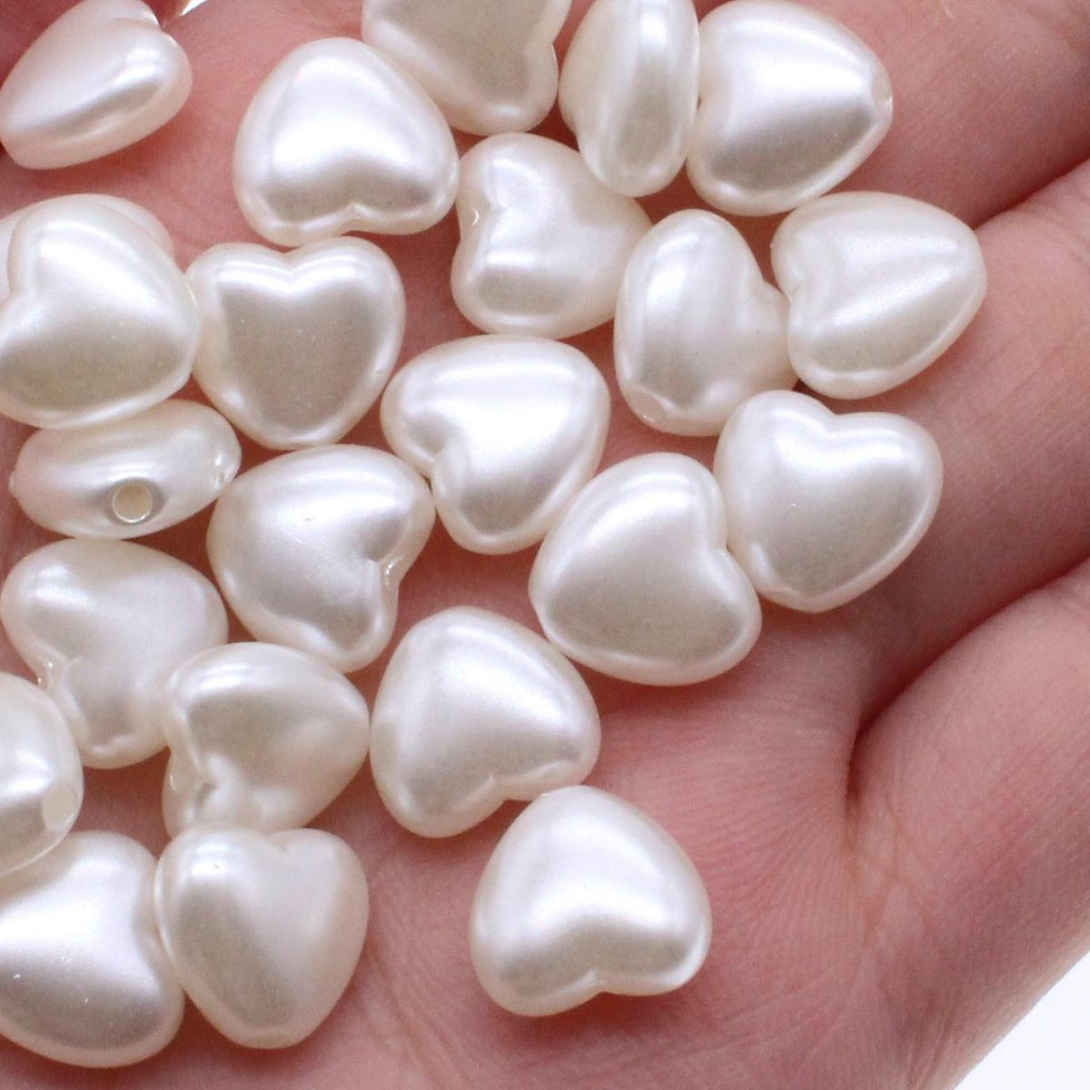 CHONGAI 50PCS Heart Flower Shell  Acrylic Beads DIY Imitation Pearl Style Making Necklace Bracelet Jewelry Accessories 10x11mm