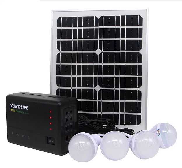 Rugged MINI DC Solar Portable Kit, 4 Bulbs, Solar Panels For Home & Office