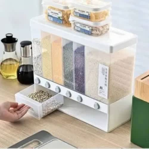 6 Grid Partition Cereal Dispenser Storage Containers