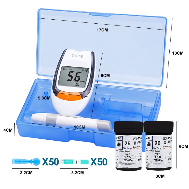 1Set Home Portable Blood Glucose Diabetes Glucometer Kit Test Strips Scets Blood Sugar Level Adult Health Detector