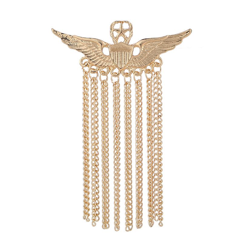 Tassel Brooch British Style Hollow Five-pointed Star Wings