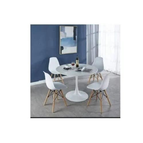 Round Dining Table With Chairs Set - White