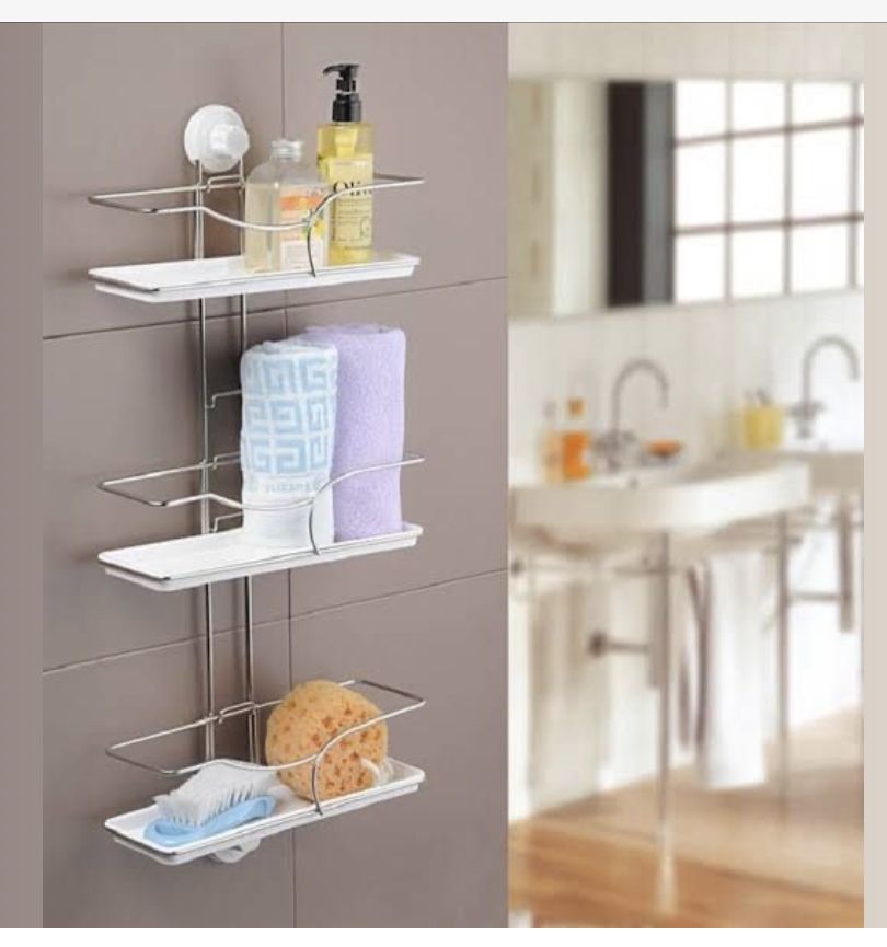 Triple Layers 3 Steps Bathroom Toilet Corridor Aluminum Wall Mounted Storage Shelf Rack Hanger