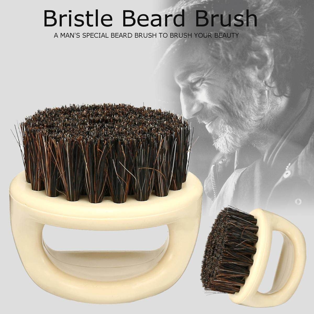 Mens Beard Brush Boar Bristle Hair Shaving Oval Base Handheld Moustache
