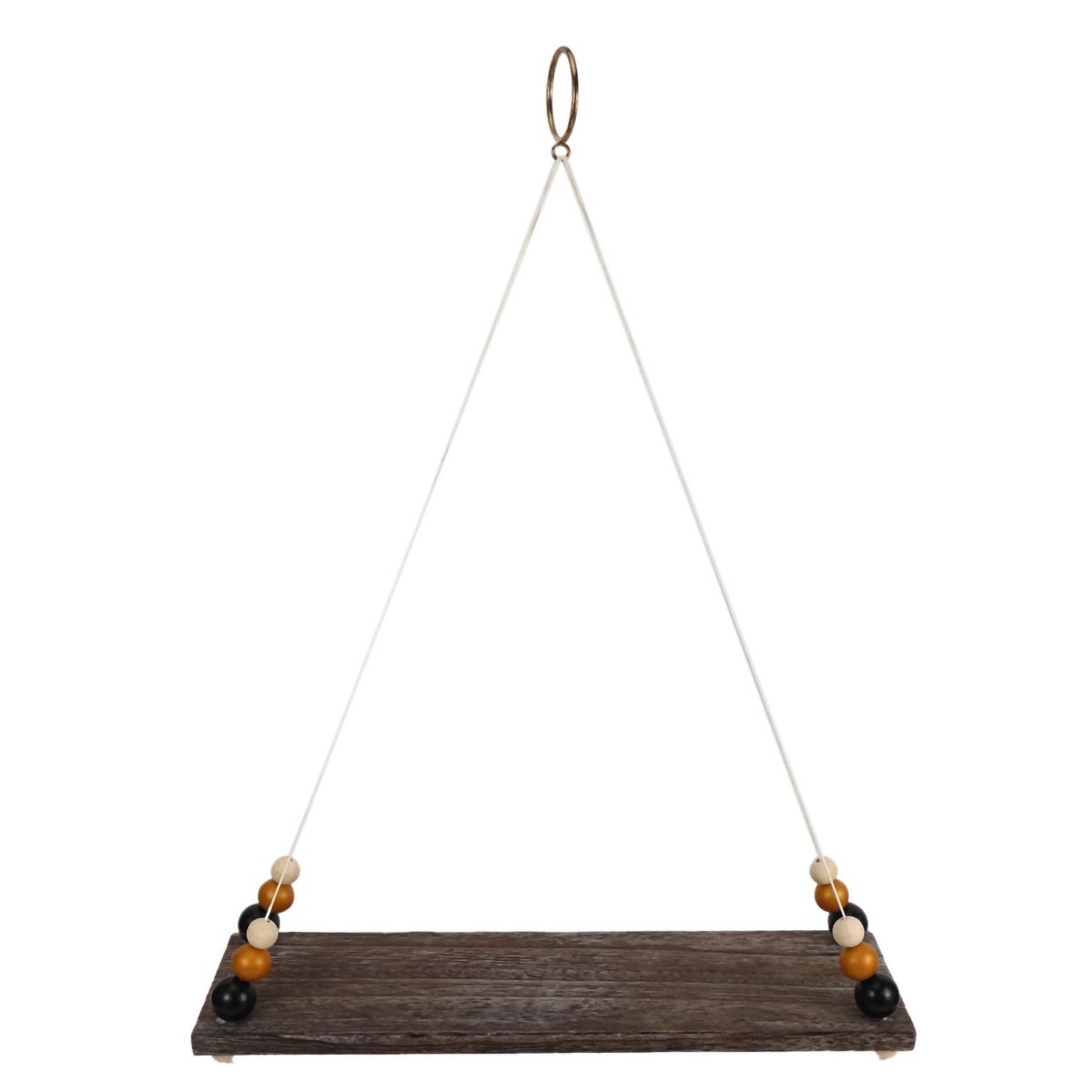 Floating Shelves with String,Nordic Beads Board Wall Hanging Storage Shelf Kids Room Nursery Home Wall Decor L