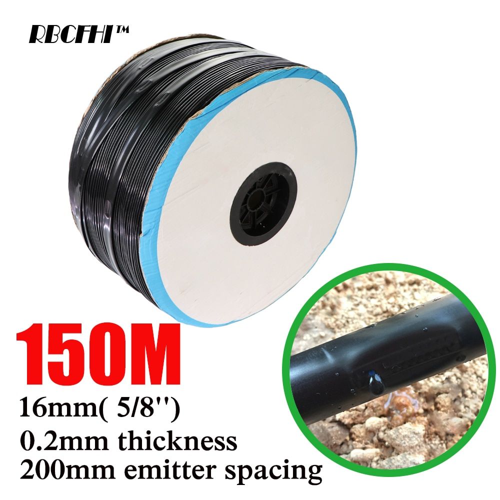 16mm 0.2mm Wall Thickness Spacing 20cm Drip Irrigation Tape Dripper Watering System With 5/8" Garden Connector