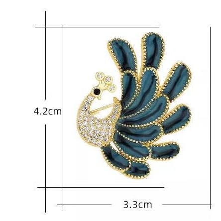 Peacock Rhinestone Broach Brooch Pin Bouquet - Lapel Breast Pin