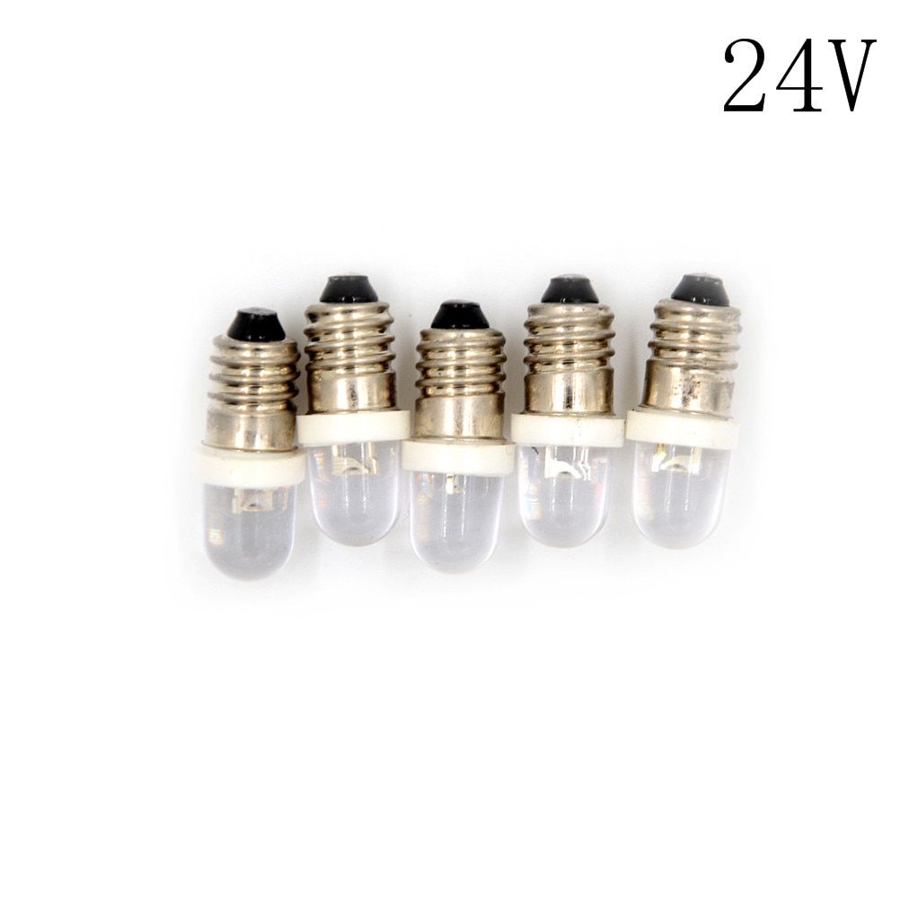 5PCS E10 LED Screw Base Indicator Bulb Cold White 6V/12V/24V DC Light Bulb Low Power Consumption