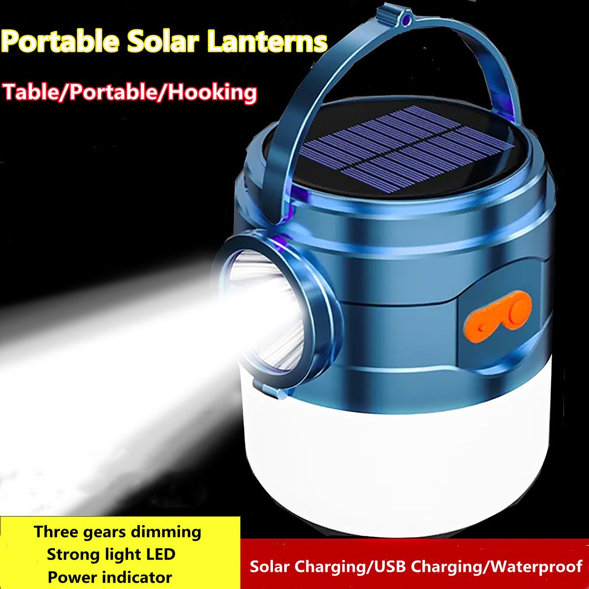 Solar USB Charging Portable Lanterns Hooking Led Light Table Lamp Flashlights Camping Night Market