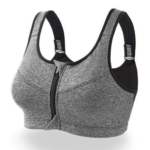 Women S-XXL Size Push Up Zip Front Close Padded Adjustable Sports Bra Top Fitness
