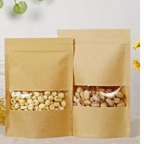50 Pieces Kraft Paper Ziplock Packaging Pouch