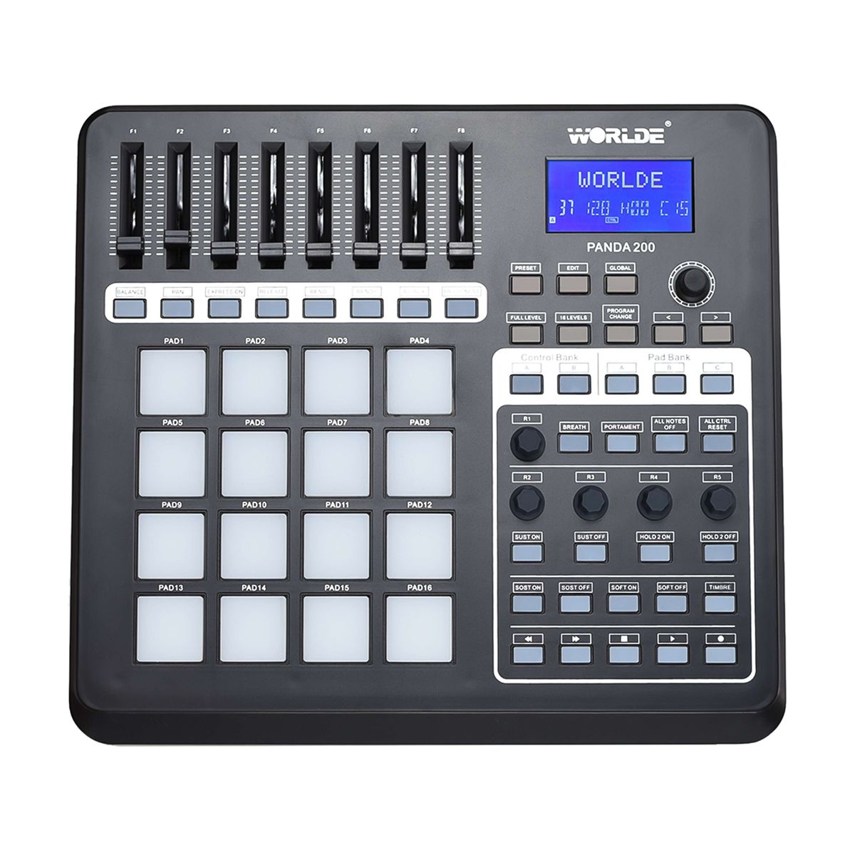 PANDA200 Portable USB MIDI Pad Controller 16 Drum Pads With