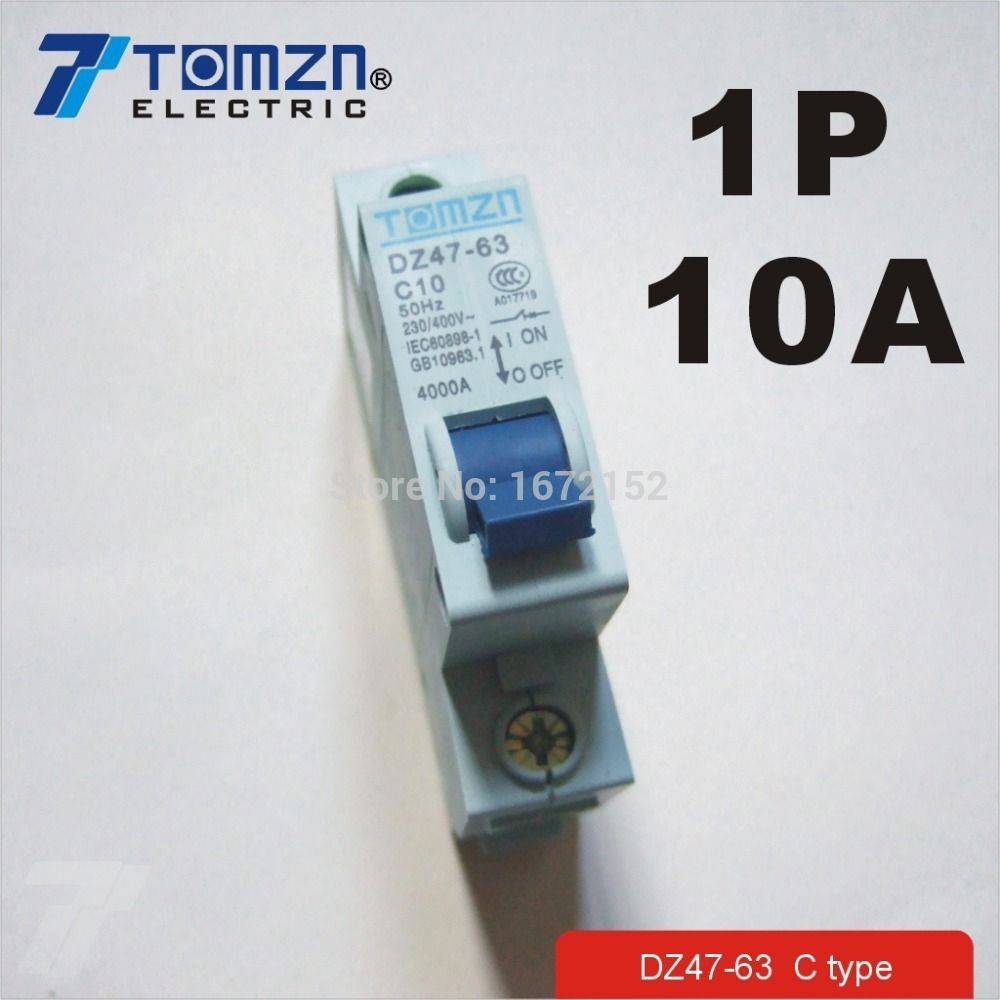 1P 10A 230 400V~ 50HZ 60HZ Mini Circuit Breaker MCB C45