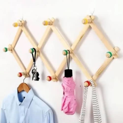 Expandable Polished Wooden Multipurpose Wall Hanger