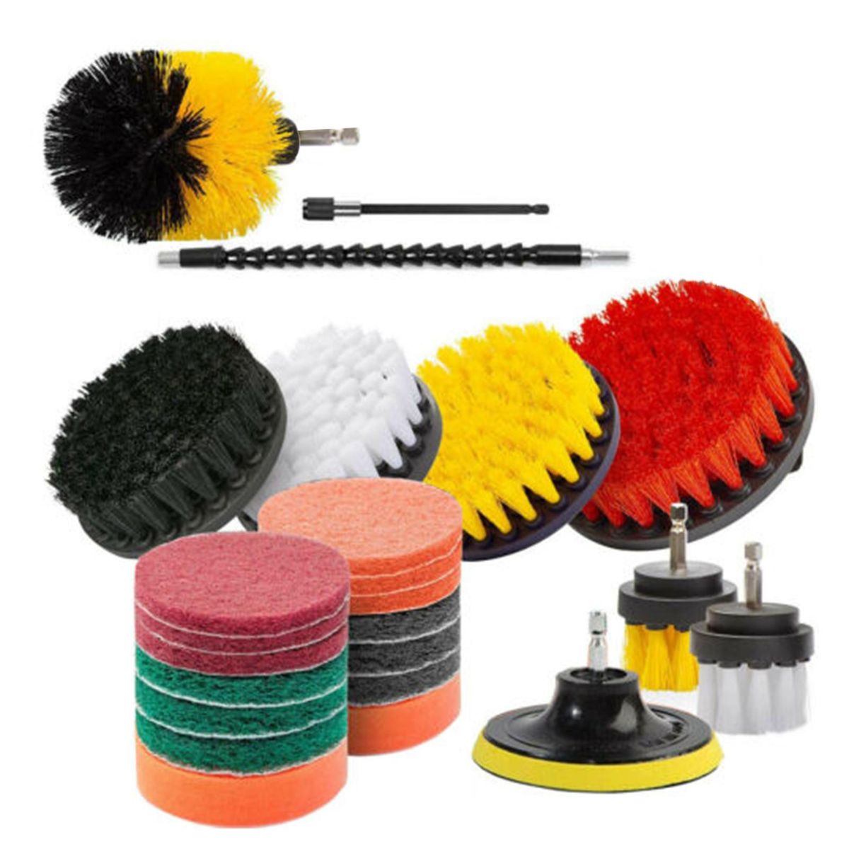 24Pcs Drill Brush Attachment Set All-purpose Power Scrubber Cleaning Combo Scrub Tub Cleaner