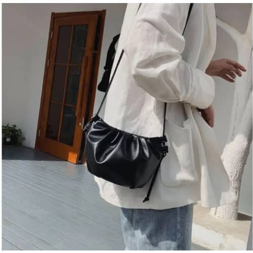 Ladies Crossbody Leather Bag - Black