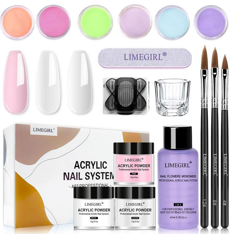 New Nail Beauty Tool Set Crystal Liquid Paper Cups 3 Colors Acrylic Powder Fluorescent Powder Crystal Pen Special Suit
