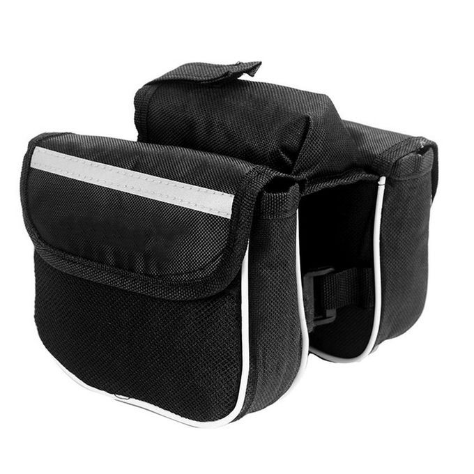 Bi Y Le  Y Ling Frame Pannier Saddle Front Tube Bag Both Side Double Pou H-black