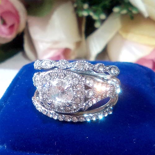 Royal Bridal Ring Set - Silver