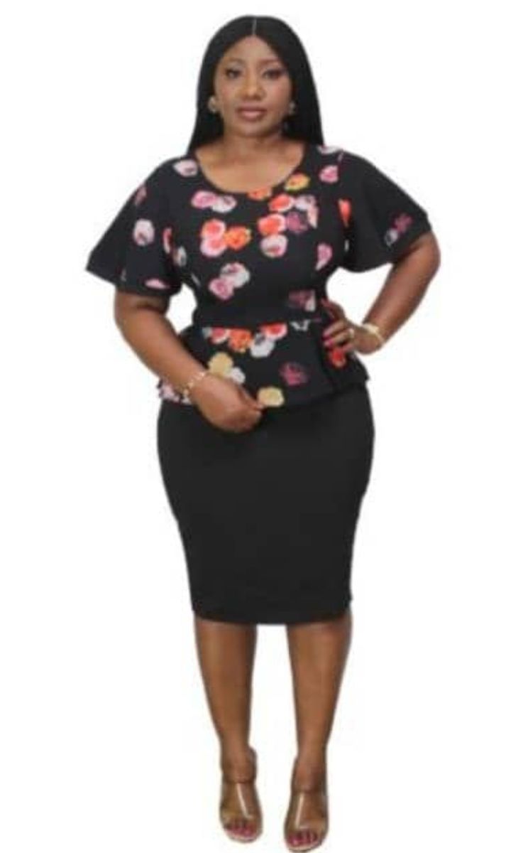 Peplum Dress - Black/Multicolor