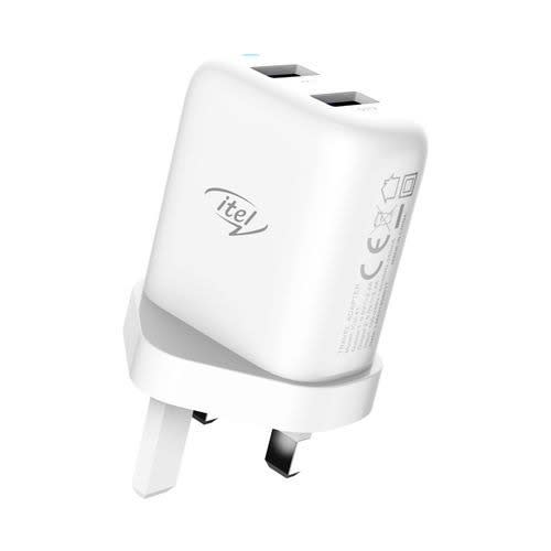 2 Usb Port - 2.4a Faster Charger With Free Fast Cable - White