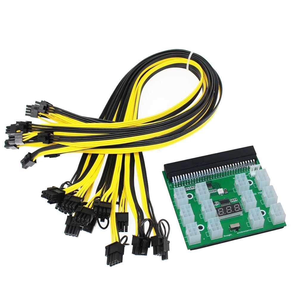 1200w 750w Breakout Board + 12pcs 6P Male To (6+2)8P Male