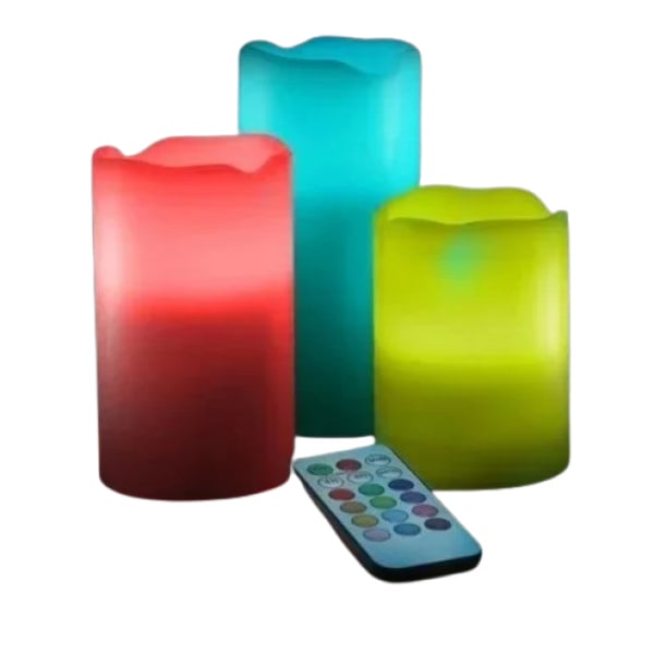 Flameless Led Wax Candles With Remote Control - 3 Pcs - Battery Powered