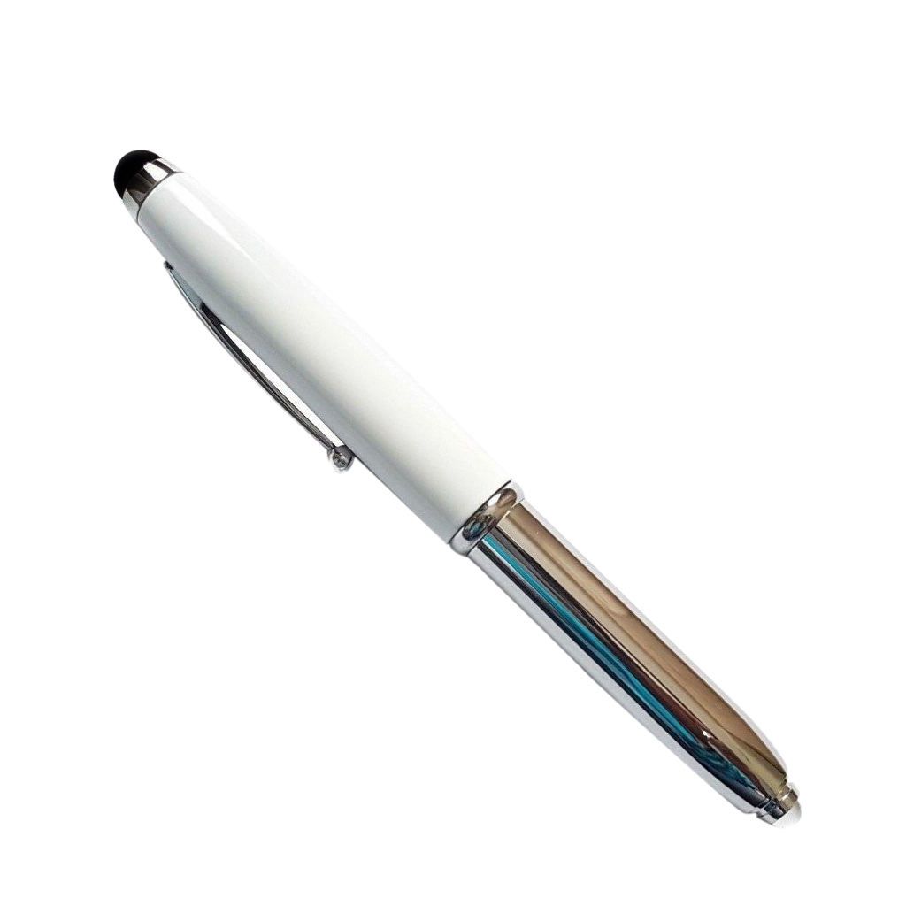 3 In1 Capacitive Touch Screen Stylus Ball Point Pen W/ LED Light White