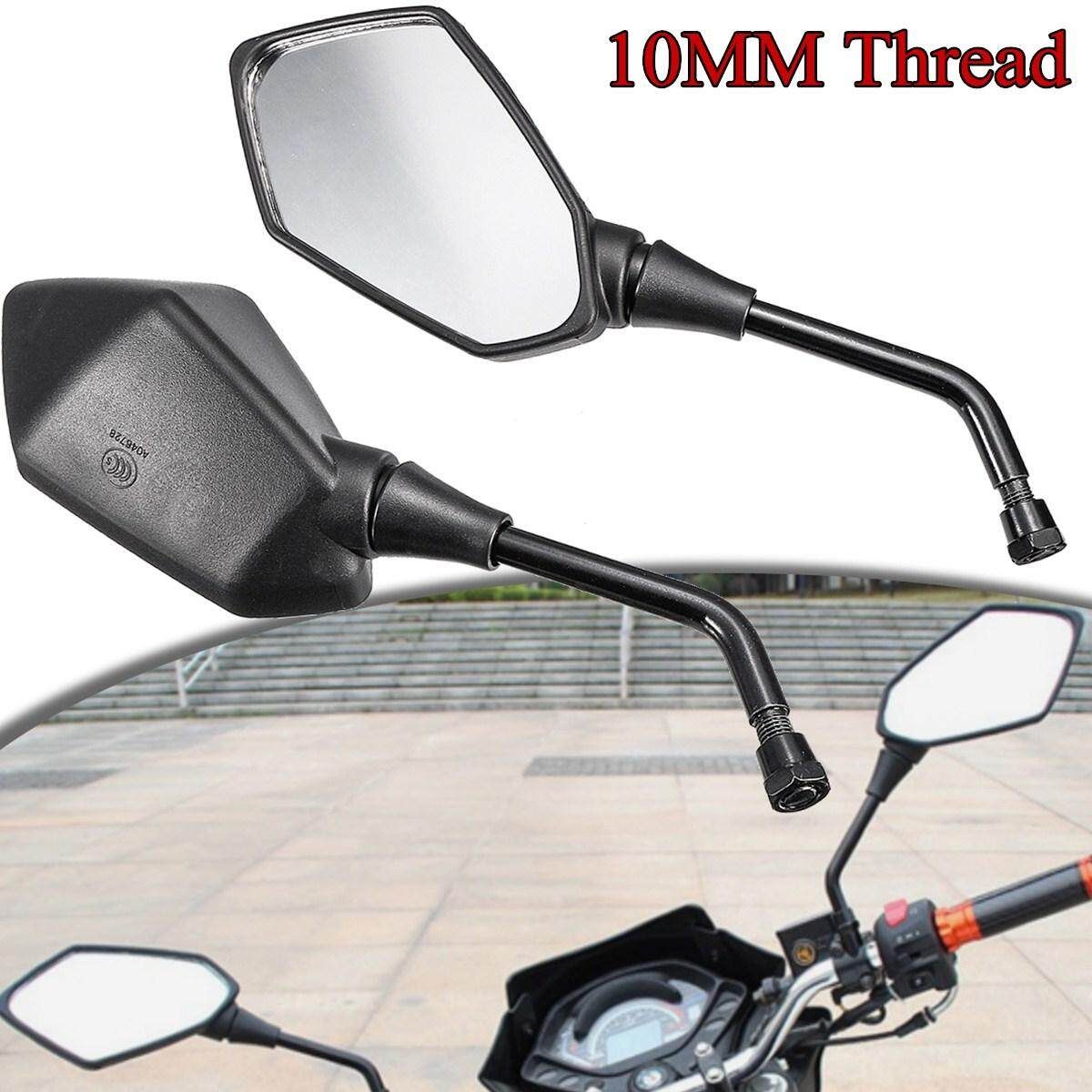Pair 10mm Black Universal Rear View Side Mirrors For Motorcycle Motorbike 10MM