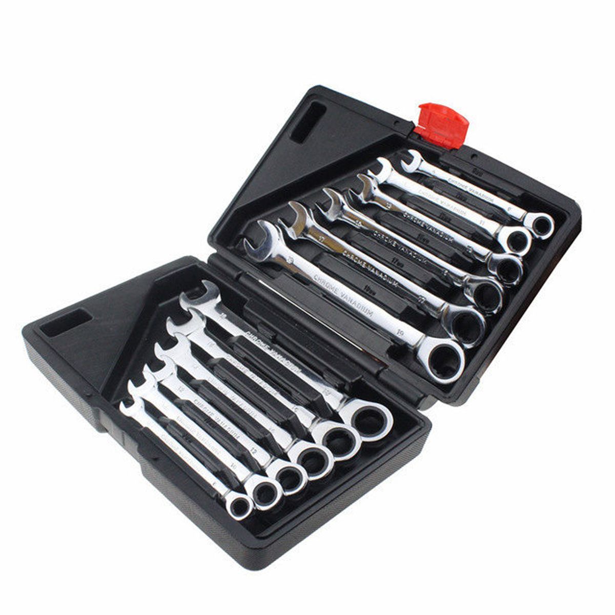 Ratcheting Wrench Set, 12Pcs Chrome Vanadium Steel 8-19mm