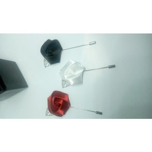 3 In 1 Lapel Brooches - Dark Red, White, Black With Silver Leaf + Free Box
