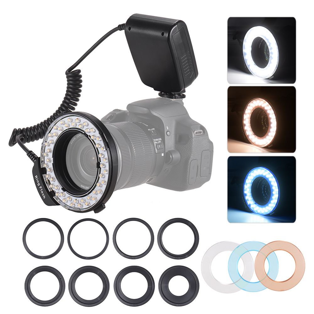 HD-130 Macro LED Ring Flash Light LCD Display 3000-15000K
