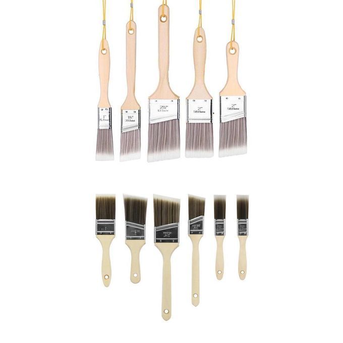 11pcs Wooden Handle  Brush Cabinets Wall Painting Bristle Brushes