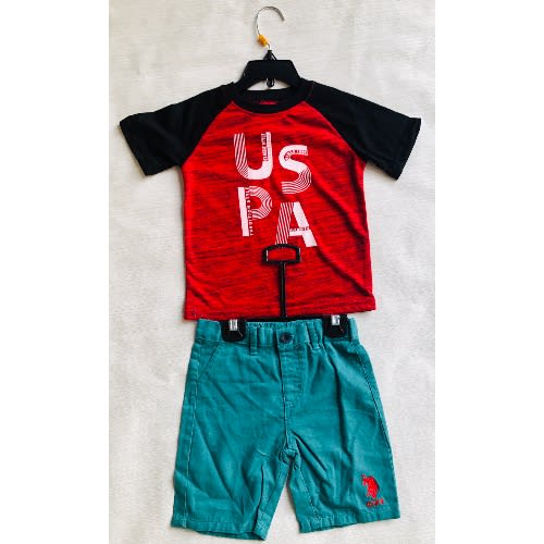 Boys Tshirt And Short Set- Red And Blue