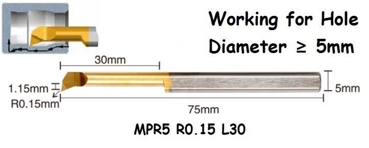 MPR5 R0.15 L30 Lathe Turning Tool Tiny Boring Bar