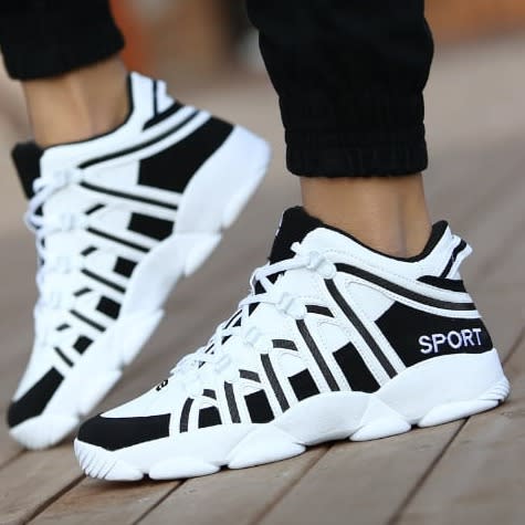 Unisex Sports Sneakers - Black & White