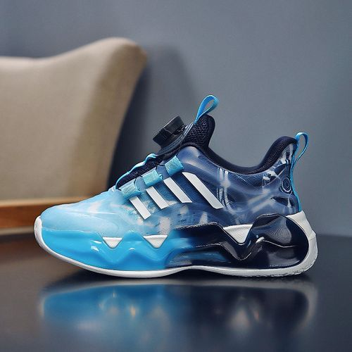 Mesh Girls Shoes Breathable Kids Sneaker Shoes Rotating Buckle Blue