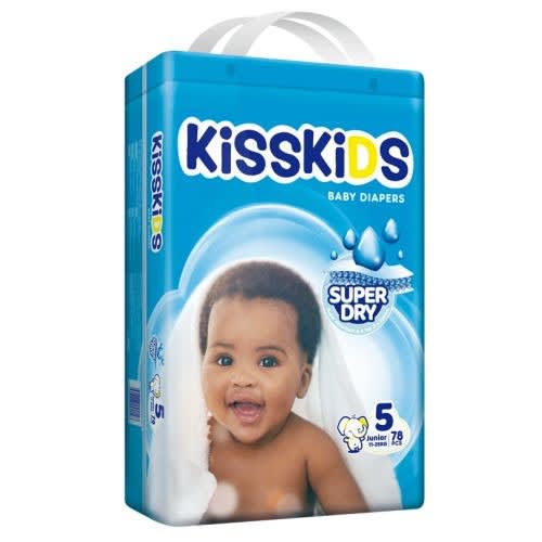 Kisskids Super Dry Baby Diapers Jumbo Size 5, 78 Counts