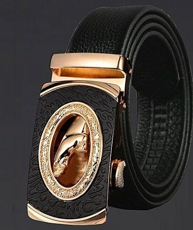 Gold/Black Designer Automatic Buckle Belt