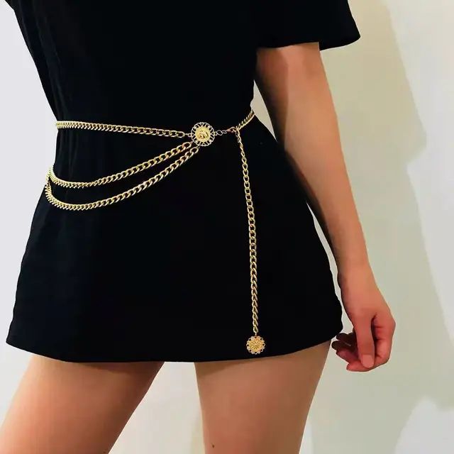 Women Body Multilayer Waist Belly Chain Gold