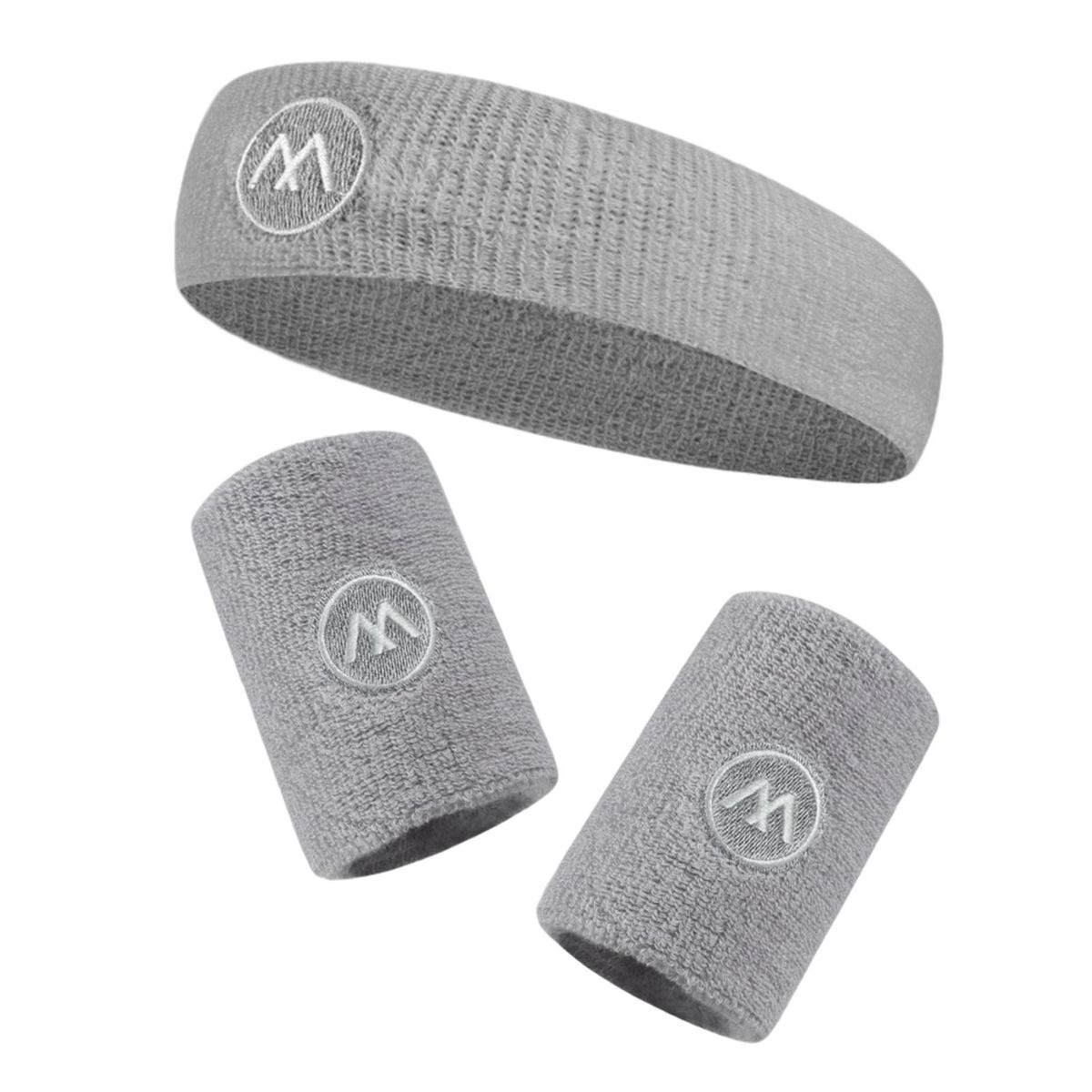 1 Set Sports Sweat Bands Working Out Gym Fitness Sports Bracer Set Grey