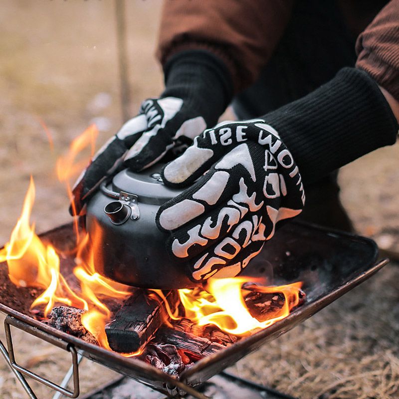 BBQ Gloves,Oven Gloves 800℉ Extreme Heat Resistant,Silicone Kitchen Gloves