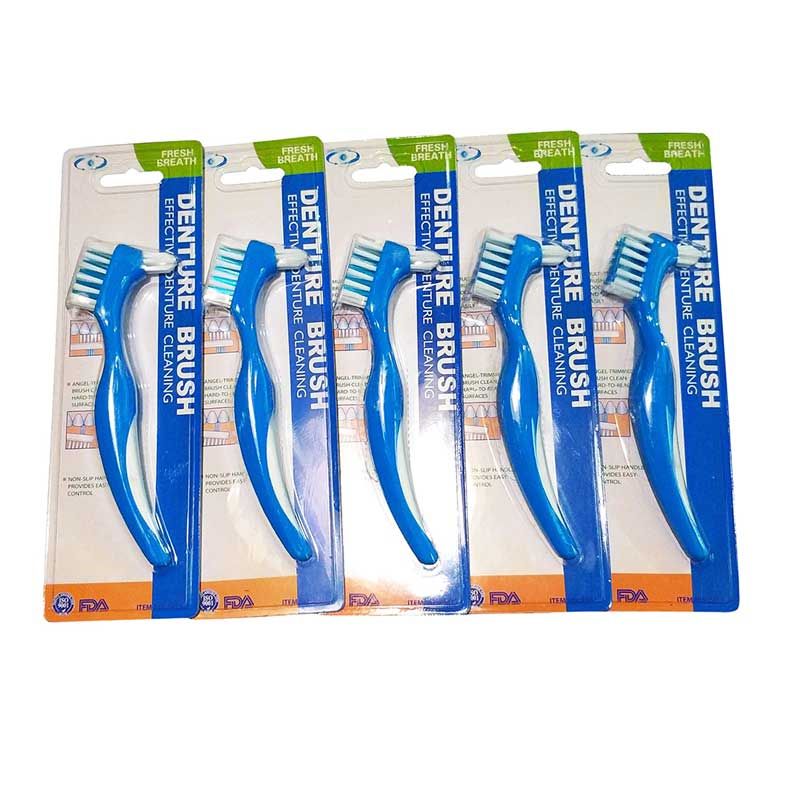 Y-Shape Denture Toothbrush 6 Pcs Ordinary Bristle & 0.25mm Hard Bristle Dual For False Teeth Brush Heads