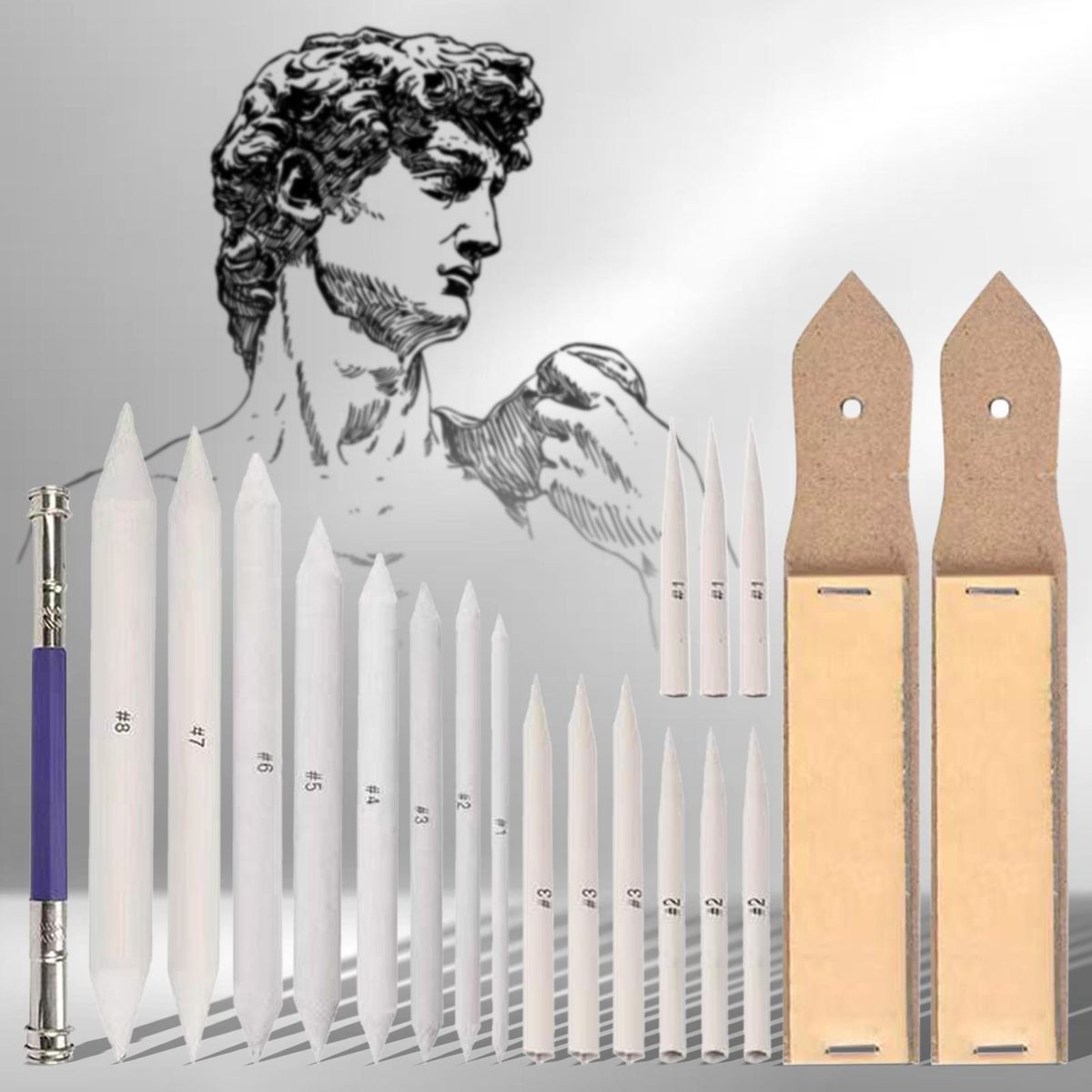 20Pcs Blending Stumps Paper Tortillon Set DIY Tool Pointer For Art